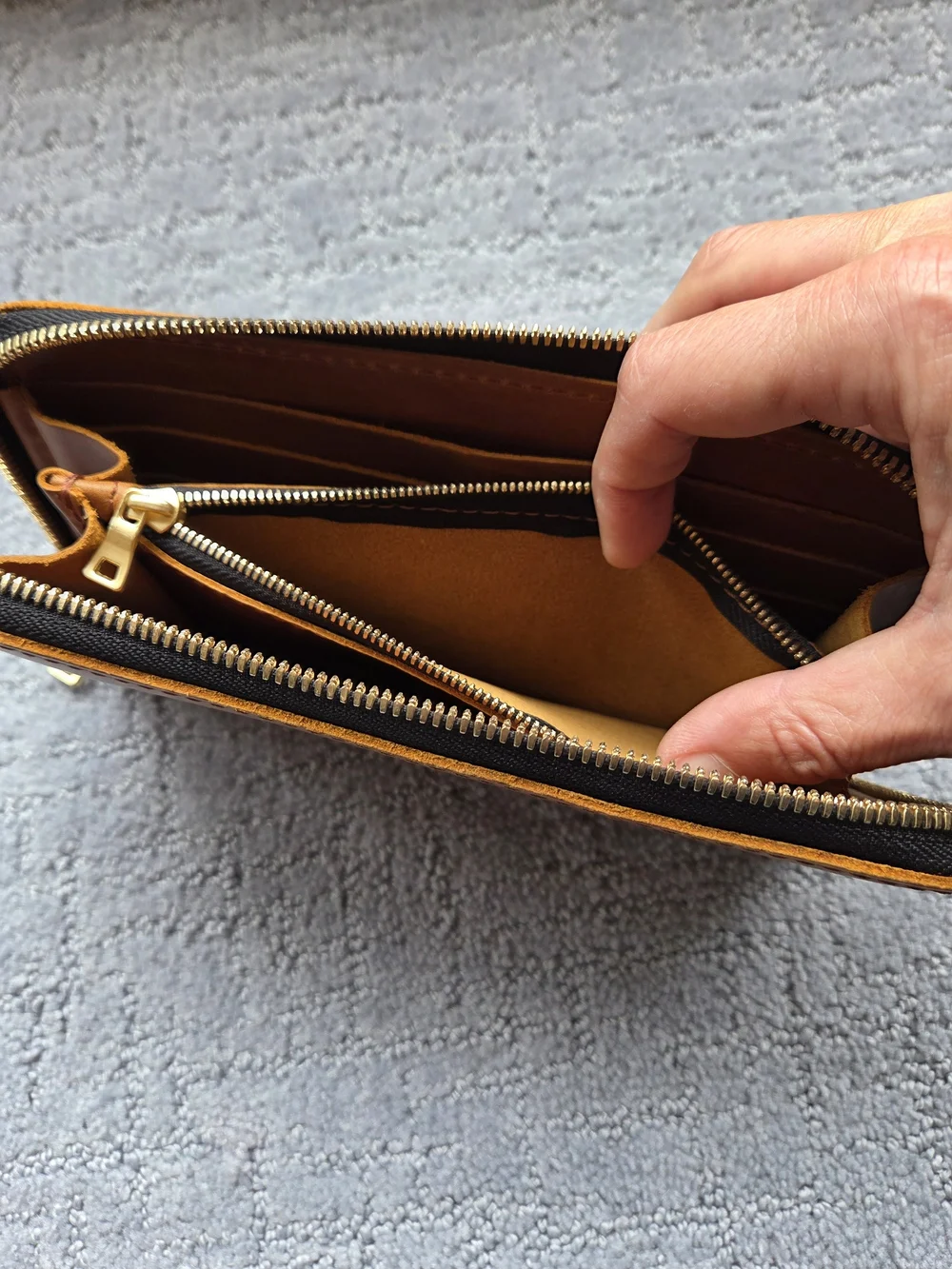 OG Portland Leather Honey Accordian Zip Wallet